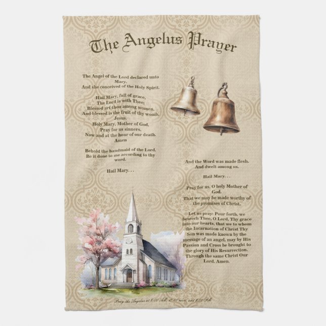 Angelus Prayer Damask Kitchen Towel Kökshandduk (Vertikal)