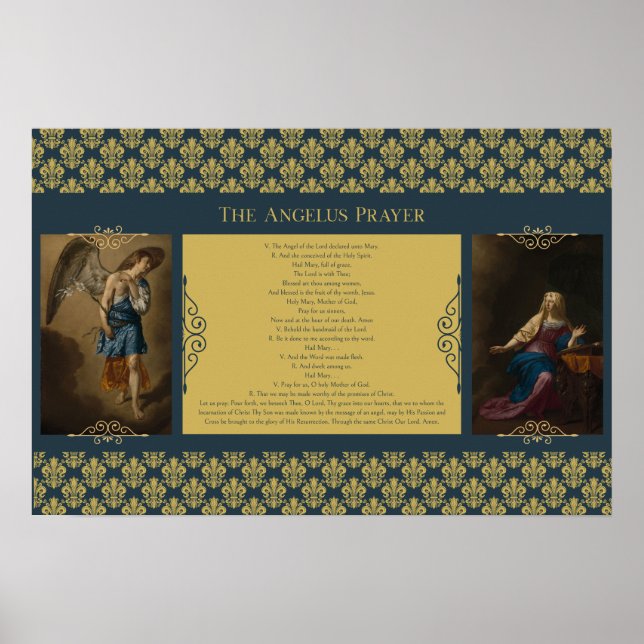 Angelus Prayer med Gabriel och Mary Fleur de Lis Poster (Framsidan)