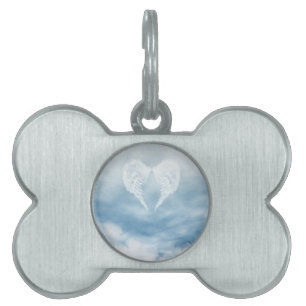 Ängelvingar i molnig blå himmel ID-bricka husdjur