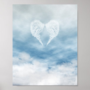 Ängelvingar i molnig blå himmel poster