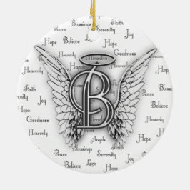 Ängelvingar med realitet uttrycker Monogram B Julgransprydnad Keramik