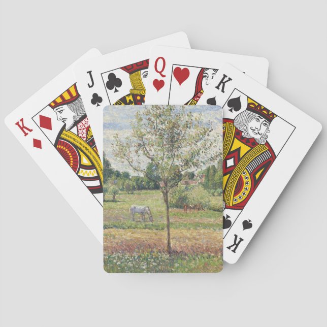 Ängen med grått sto, Eragny, Oljemålning Casinokort (Baksidan)