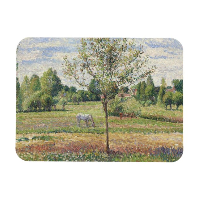 Ängen med grått sto, Eragny, Oljemålning Magnet (Horisontell)