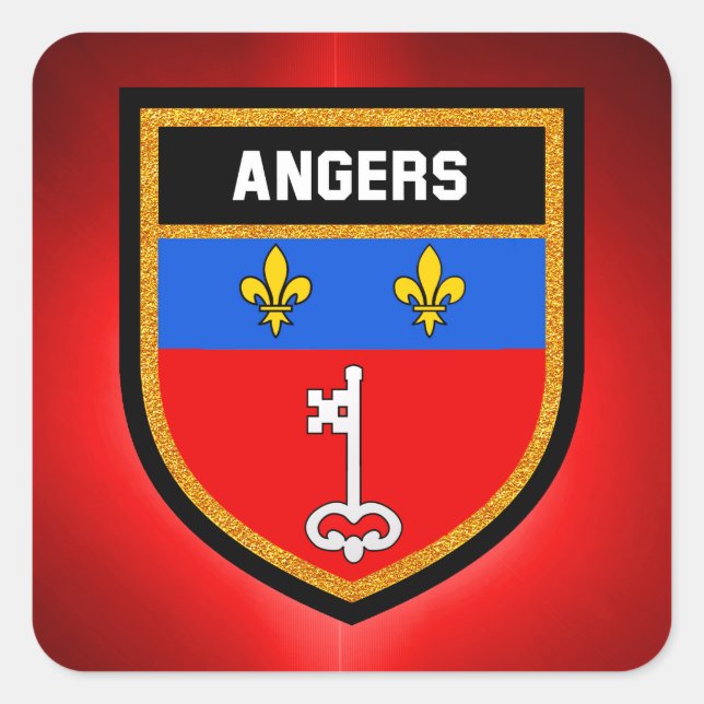 Angers Flagga Fyrkantigt Klistermärke (Framsida)