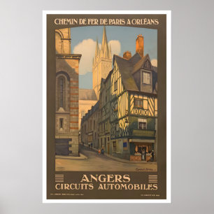 Angers Frankrike Järnvägar från Paris till Orleans Poster