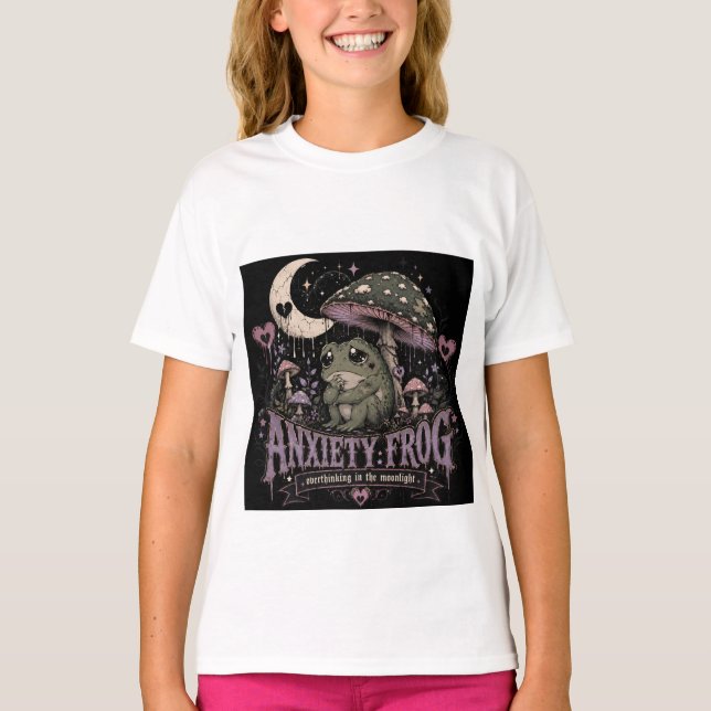 Ångest Groda Överanalyserar Månskensdesign T Shirt (Framsida)