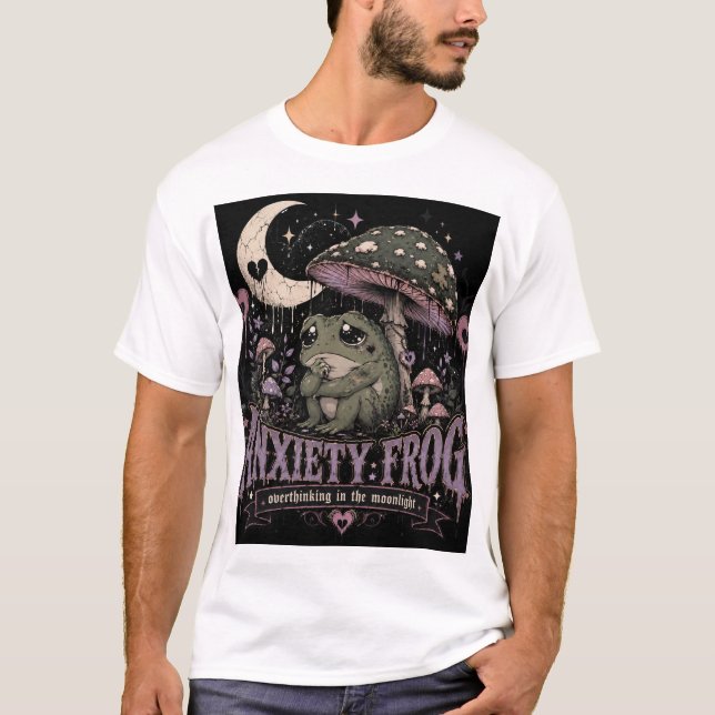 Ångest Groda Överanalyserar Månskensdesign T Shirt (Framsida)