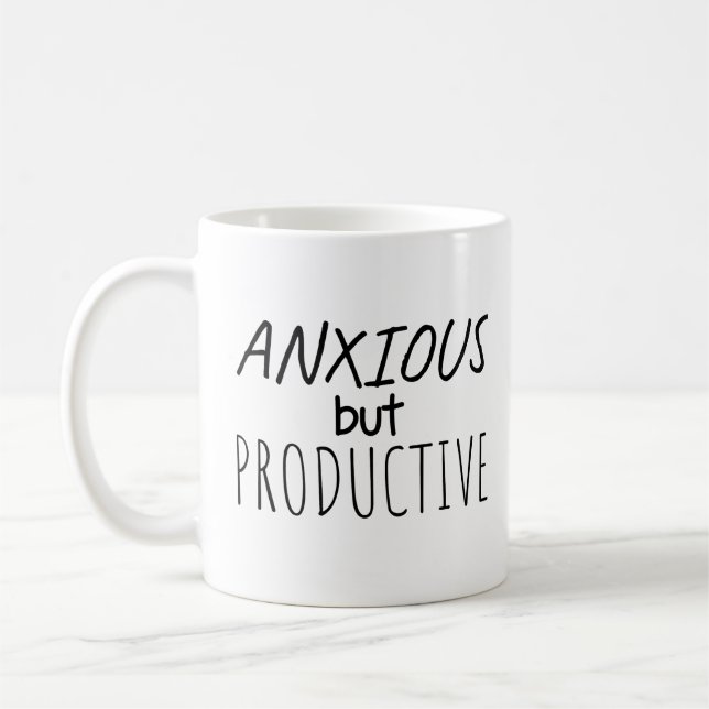 Ångestfull men Produktiv Mugg (Vänster)