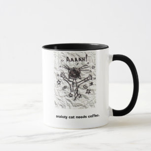 Ångestkatten behöver kaffe mugg