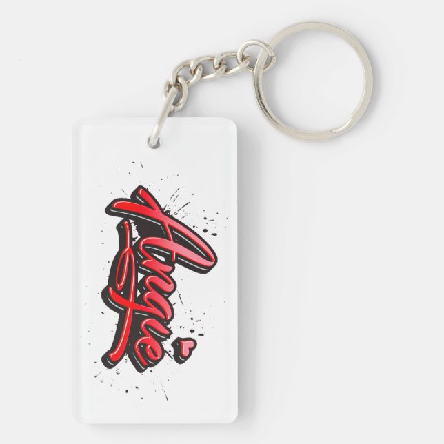 Angie Heart Splash Schlüsselanhänger rechteckig (Baksidan)