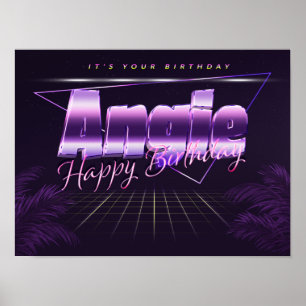 Angie Namn Vorname lila retro Poster Geburtstag