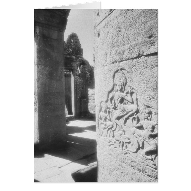 Angkor Kambodja, Apsara-skulptur Bayon 2 Hälsningskort (Framsidan)