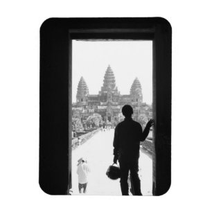 Angkor Kambodja, dörr och person Angkor Wat Magnet