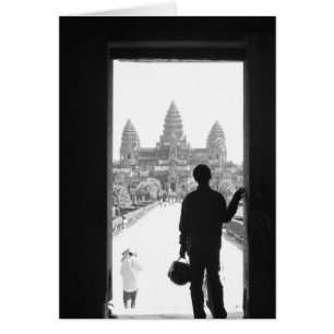 Angkor Kambodja, dörröppning & person Angkor Wat Hälsningskort