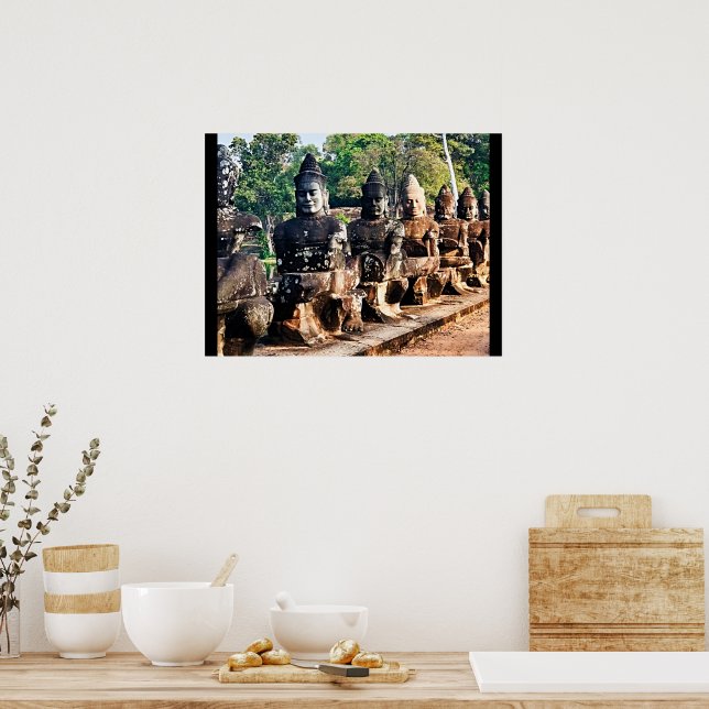 Angkor Thom God Statues  Poster (Kök)