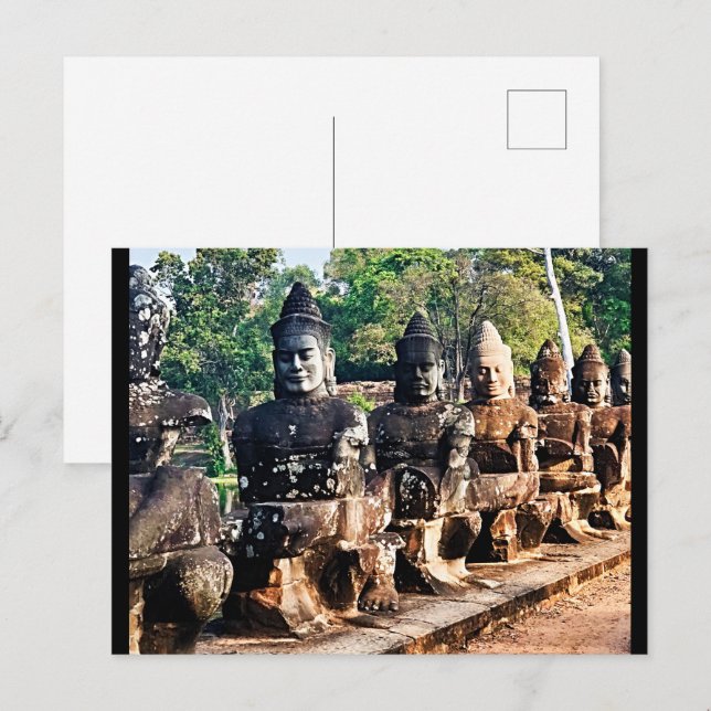 Angkor Thom gudastatyer  Vykort (Fram/baksida)