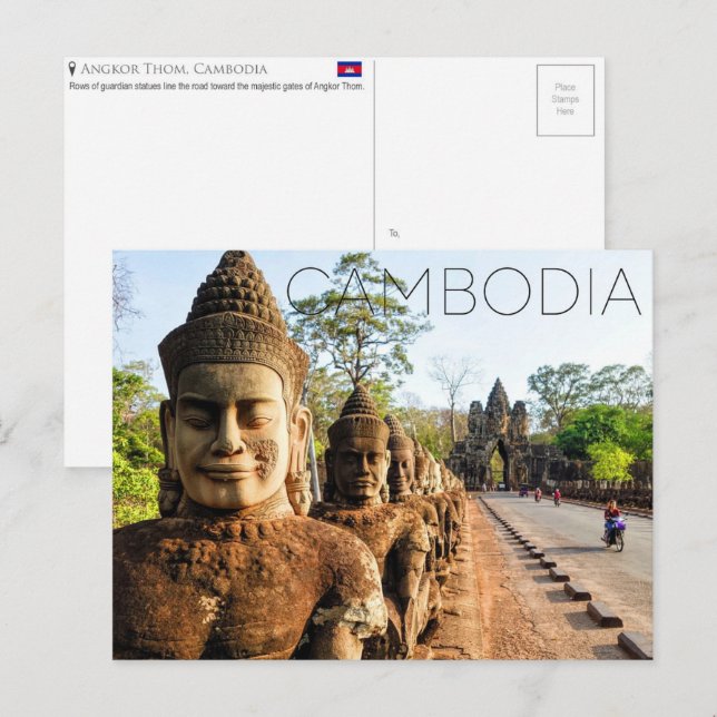 Angkor Thom, Kambodja Resebrevkort Vykort (Fram/baksida)