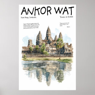 Angkor Wat Affisch Siem Reap Kambodja Tempeln