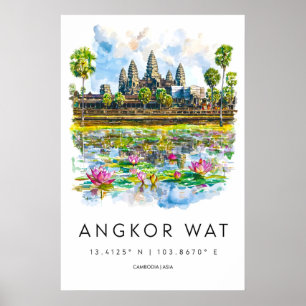 Angkor Wat Akvarell Poster Angkor Wat Resa