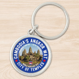 Angkor Wat Cambodia - City of the Temples Rund Silverfärgad Nyckelring