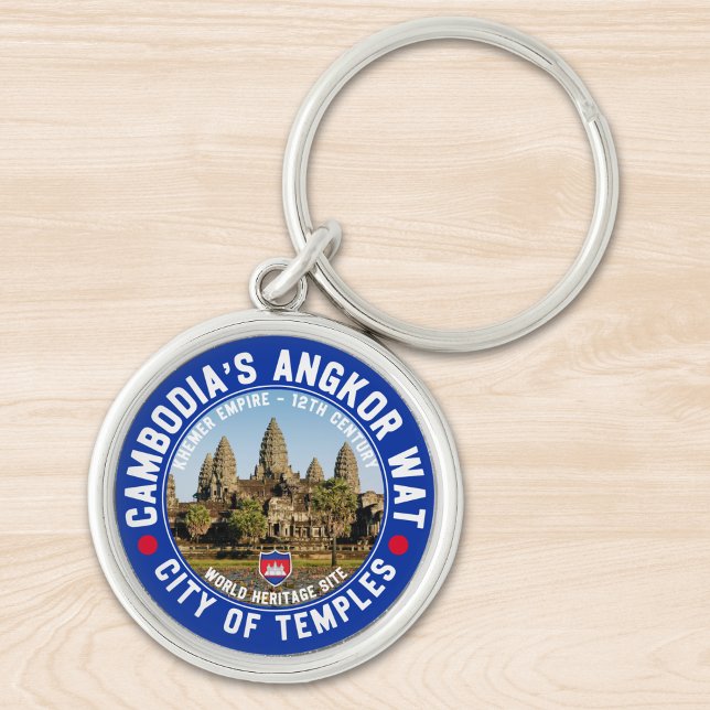 Angkor Wat Cambodia - City of the Temples Rund Silverfärgad Nyckelring (Skapare uppladdad)