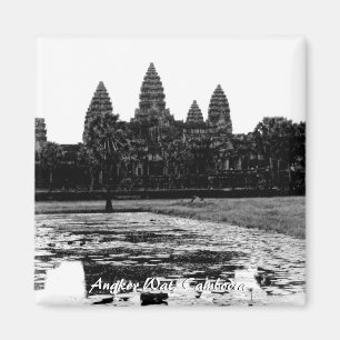 Angkor Wat Cambodja svart & vitmagnet Magnet