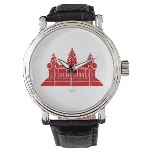 Angkor Wat Kambodian / Khmer Flagga Armbandsur (Framsida)