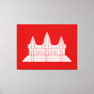 Angkor Wat Kambodian / Khmer Flagga Canvastryck