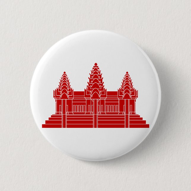 Angkor Wat Kambodian / Khmer Flagga Knapp (Framsida)