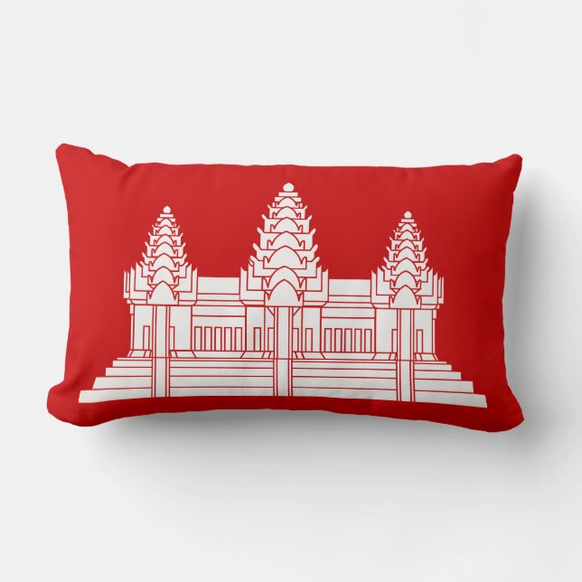 Angkor Wat Kambodian / Khmer Flagga Lumbarkudde (Framsida)