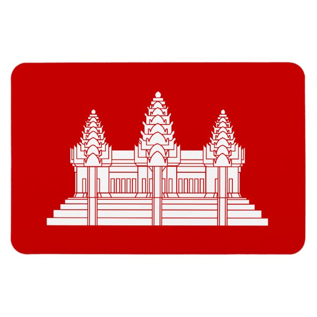 Angkor Wat Kambodian / Khmer Flagga Magnet (Horisontell)