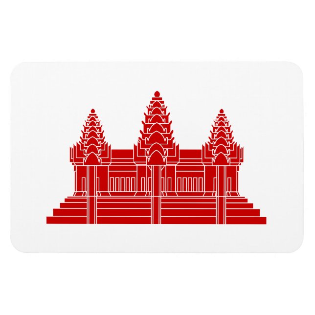 Angkor Wat Kambodian / Khmer Flagga Magnet (Horisontell)