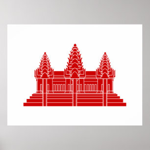 Angkor Wat Kambodian / Khmer Flagga Poster