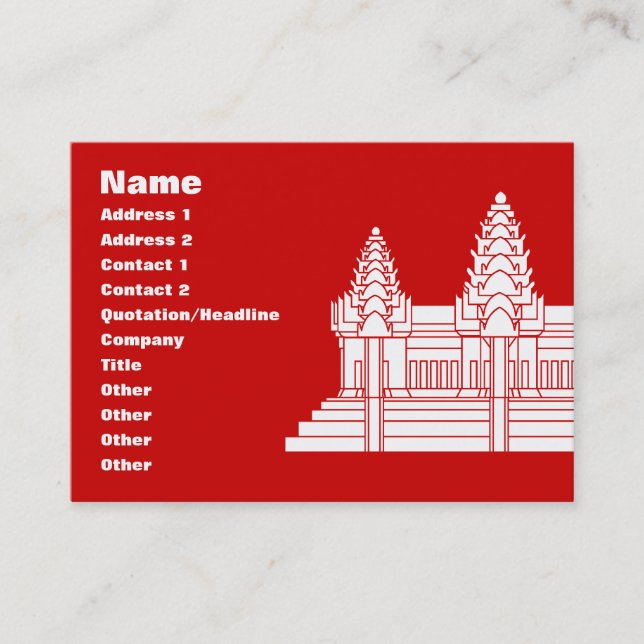 Angkor Wat Kambodian / Khmer Flagga Visitkort (Framsida)