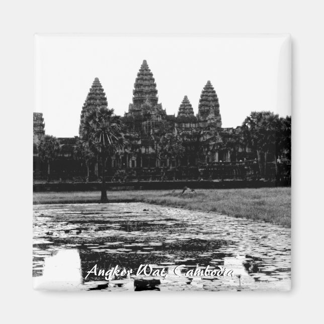 Angkor Wat Kambodja Black & White Magnet (Framsidan)