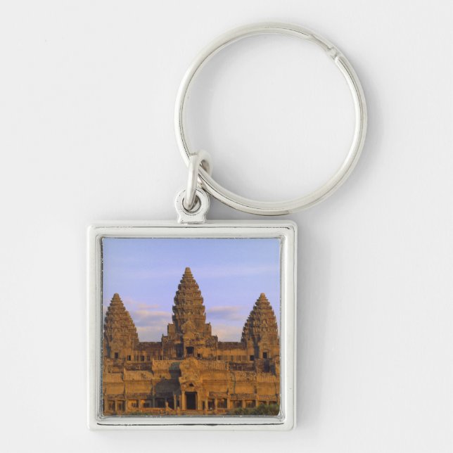 Angkor Wat, Kambodja Fyrkantig Silverfärgad Nyckelring (Framsidan)