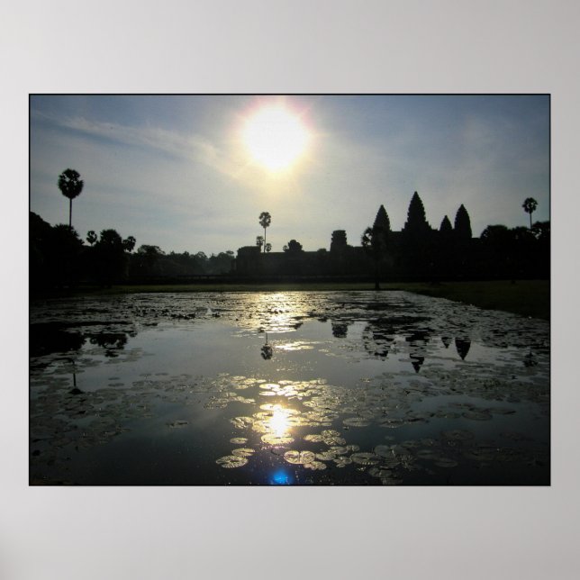 Angkor Wat Kambodja God Silhouette Skriv ut Poster (Framsidan)