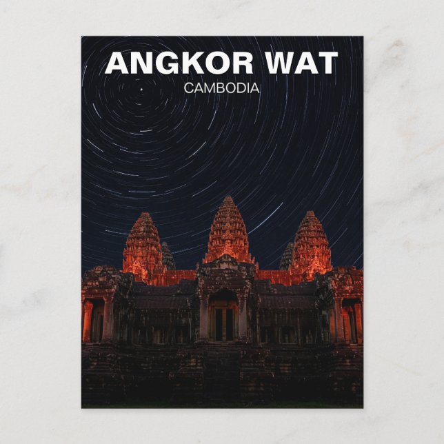 Angkor Wat Kambodja i Night Vykort (Framsida)