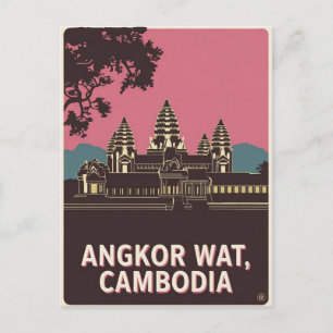 Angkor Wat Kambodja Illustration Vykort