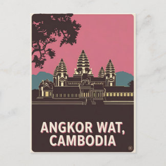 Angkor Wat Kambodja Illustration Vykort