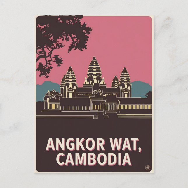 Angkor Wat Kambodja Illustration Vykort (Framsida)