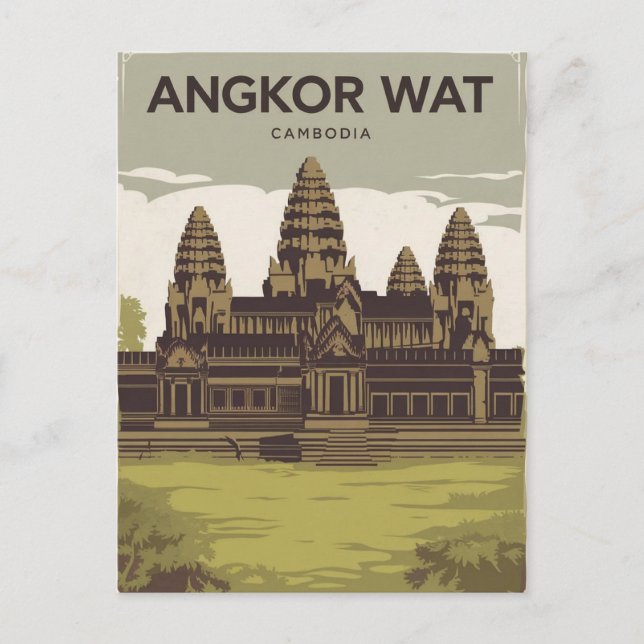 Angkor Wat Kambodja-målning Vykort (Framsida)