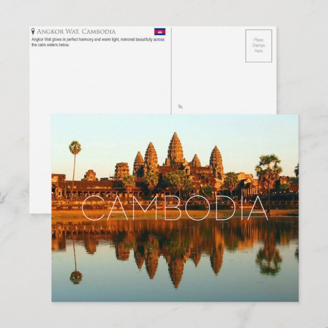 Angkor Wat, Kambodja Resebrev vykort (Fram/baksida)
