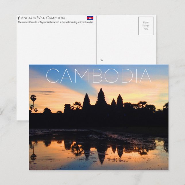 Angkor Wat, Kambodja Resebrevykort Vykort (Fram/baksida)