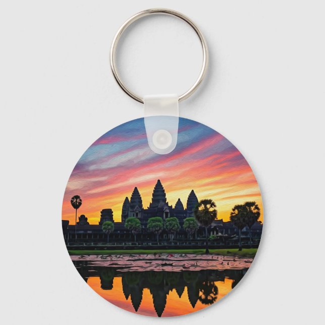 Angkor Wat Kambodja Sunset Nyckelring (Framsida)