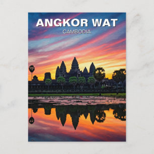 Angkor Wat Kambodja Sunset Vykort