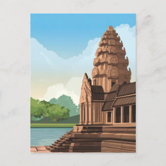 Angkor Wat Kambodja Teckning Vykort