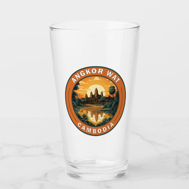Angkor Wat Kambodja Travel Art Badge Glaskopp (Framsida)