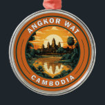 Angkor Wat Kambodja Travel Art Badge Julgransprydnad Metall<br><div class="desc">Vinkor Wat-vektorteckningar. Angkor Wat är ett tempelkomplex i Kambodja som betraktas som världens största religiösa av Guinness World Records. Den ligger i den gamla huvudstaden Angkor i norra Kambodja.</div>