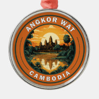 Angkor Wat Kambodja Travel Art Badge